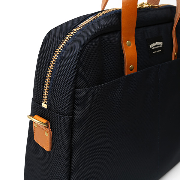  ビジネスバッグ メンズ ブリーフケース ブルー ネイビー 青色 本革 日本製 ブランド レザー ショルダーベルト バリスティックナイロン 鞄 カバン ワンダーバゲージ(WONDER BAGGAGE)