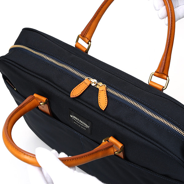  ビジネスバッグ メンズ ブリーフケース 本革 日本製 ブランド ブルー ネイビー 青色 ショルダー付き レザー 鞄 カバン 小ぶり 小さめ 小さい オシャレ カジュアル 大人 かわいい ワンダーバゲージ(WONDER BAGGAGE)