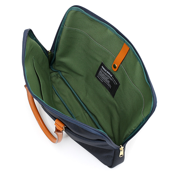  WONDER BAGGAGE グッドマンズシリーズ スモール ビジネスバッグ ブルー ネイビー 青色 ブリーフケース メンズ 本革 レザー 日本製 ブランド レディース ショルダー付き 小さめ 小ぶり A4 高級 軽量 大容量 鞄 ワンダーバゲージ