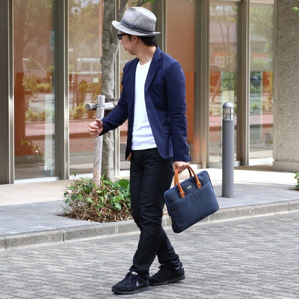  WONDER BAGGAGE グッドマンズシリーズ スモール ビジネスバッグ ブルー ネイビー 青色 ブリーフケース メンズ 本革 レザー 日本製 ブランド レディース ショルダー付き 小さめ 小ぶり A4 高級 軽量 大容量 鞄 ワンダーバゲージ