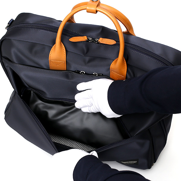  ビジネスバッグ 3WAY ブリーフケース バックパック ショルダー リュック メンズ レディース ブルー ネイビー 青色 ナイロン 本革 レザー 日本製 高級 A4 大容量 鞄 通勤 通学 出張 ワンダーバゲージ(WONDER BAGGAGE)