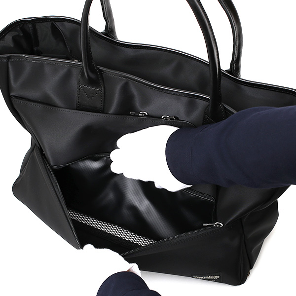  トートバッグ メンズ レディース ブランド 2WAY ショルダー 付き ビジネスバッグ 大容量 大きめ トート ブラック 黒 黒色 ナイロン 本革 レザー 日本製 A4 PC収納 通勤 通学 鞄 ワンダーバゲージ(WONDER BAGGAGE)