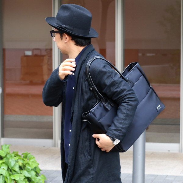  トートバッグ メンズ レディース ブランド 2WAY ショルダー 付き ビジネスバッグ 大容量 大きめ トート ブラック 黒 黒色 ナイロン 本革 レザー 日本製 A4 PC収納 通勤 通学 鞄 ワンダーバゲージ(WONDER BAGGAGE)