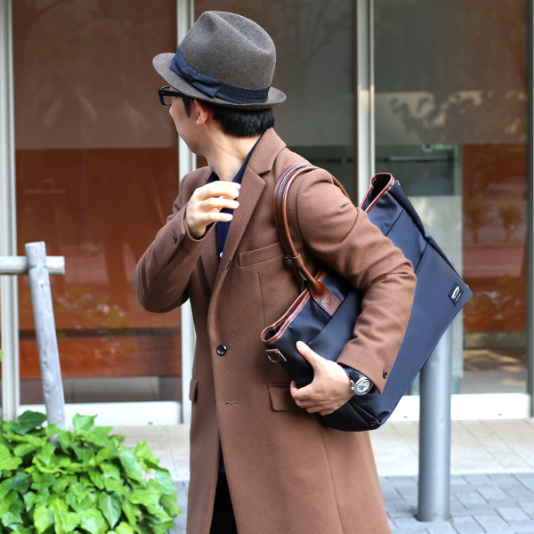  トートバッグ メンズ レディース ブランド 2WAY ショルダー 付き ビジネスバッグ 大容量 大きめ トート チョコ ブラウン 茶 茶色 ナイロン 本革 レザー 日本製 A4 PC収納 通勤 通学 鞄 ワンダーバゲージ(WONDER BAGGAGE)