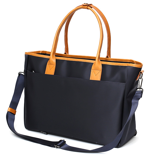  トートバッグ メンズ レディース ブランド 2WAY ショルダー 付き ビジネスバッグ 大容量 大きめ トート ブルー ネイビー 青色 ナイロン 本革 レザー 日本製 A4 PC収納 通勤 通学 鞄 ワンダーバゲージ(WONDER BAGGAGE)