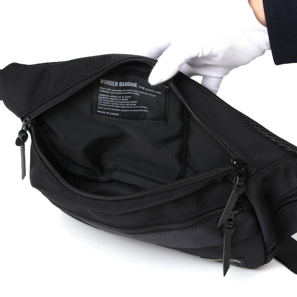 ワンダーバゲージ ウエストバッグ メンズ ブランド 日本製 ボディバッグ バリスティックナイロン 丈夫 ブラック 黒 黒色 レディース ユニセックス ショルダーバッグ 鞄 革 ワンダーバゲージ(WONDER BAGGAGE)