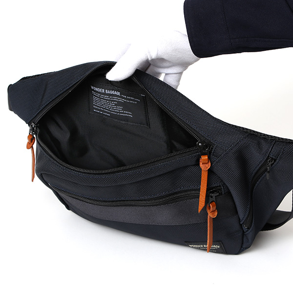 ワンダーバゲージ ウエストバッグ メンズ ブランド 日本製 ボディバッグ バリスティックナイロン 丈夫 ブルー ネイビー 青色 レディース ユニセックス ショルダーバッグ 鞄 革 ワンダーバゲージ(WONDER BAGGAGE)