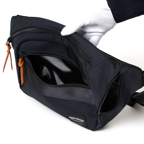 ワンダーバゲージ ウエストバッグ メンズ ブランド 日本製 ボディバッグ バリスティックナイロン 丈夫 ブルー ネイビー 青色 レディース ユニセックス ショルダーバッグ 鞄 革 ワンダーバゲージ(WONDER BAGGAGE)