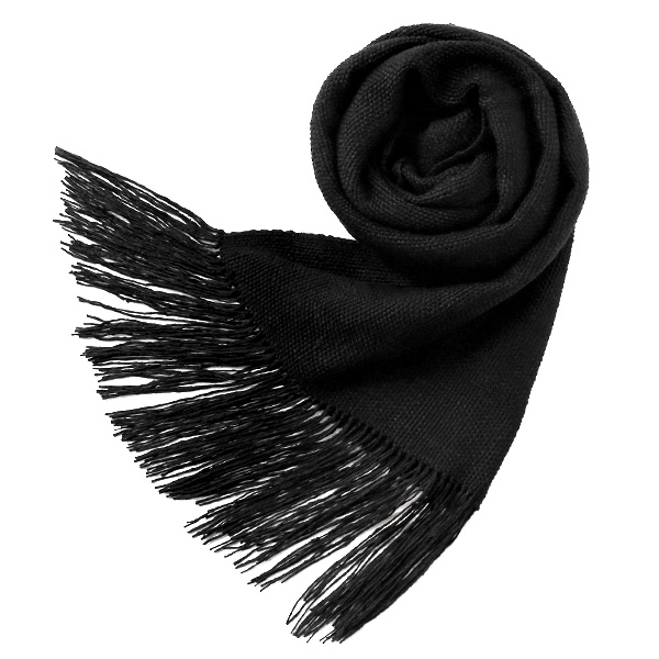 結城紬 真綿ストール ブラック