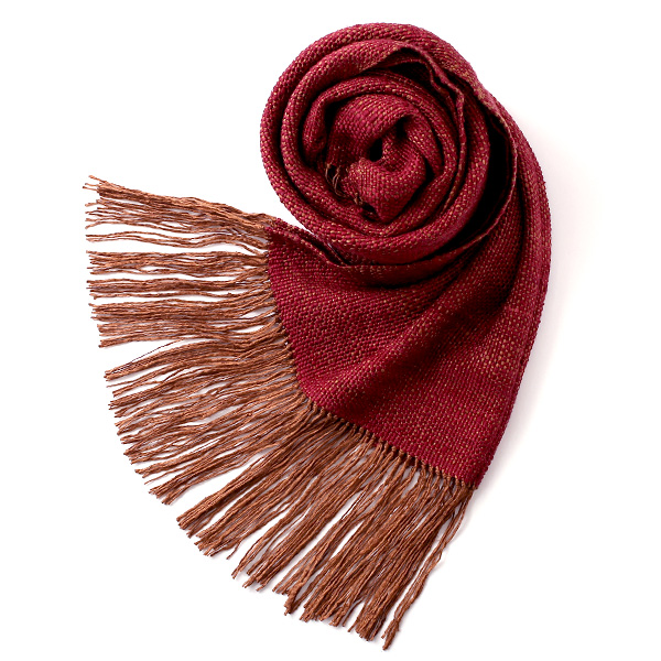 結城紬 真綿ストール レッド