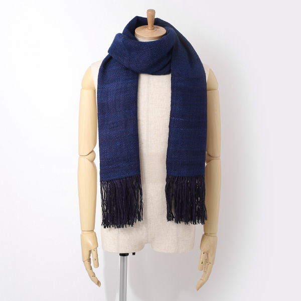  結城紬 シルク100％ 日本製 ストール メンズ レディース 182×65 大判 マフラー ショール ブルー ネイビー 青色 結婚式 ひざ掛け スカーフ かわいい 高級 着物 晴れ着 成人式